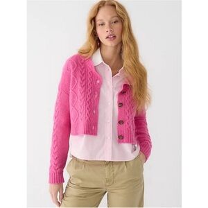 NWT J. Crew Womens Cashmere-blend Bouclé Cropped Cardigan Sweater cream color